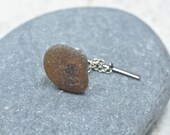 Custom Genuine Surf Tumbled Dark Brown Sea Glass Tie Tack - Quantity of 1