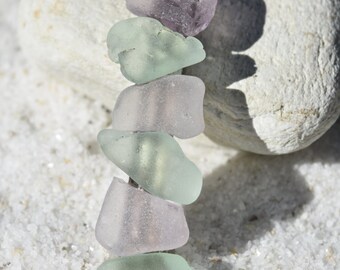 Genuine Surf Tumbled Aqua and Purple Sea Glass French Barrette Hair Clip