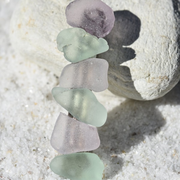 Genuine Surf Tumbled Aqua and Purple Sea Glass French Barrette Hair Clip