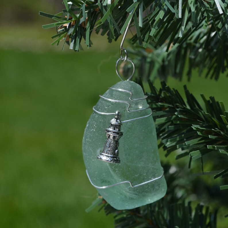 Custom Surf Tumbled Sea Glass Ornament With a Silver Etsy