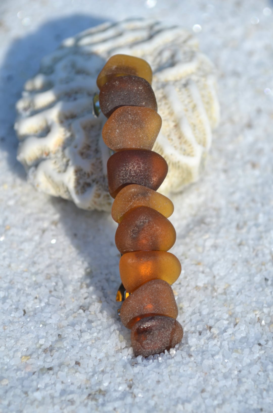 Genuine Brown Sea Glass French Barrette Etsy