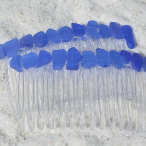 Genuine Cobalt Blue Sea Glass Hair Comb (Set of 2)