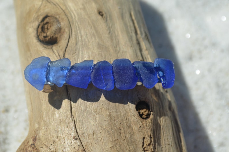 Genuine Cobalt Blue Sea Glass French Barrette Etsy