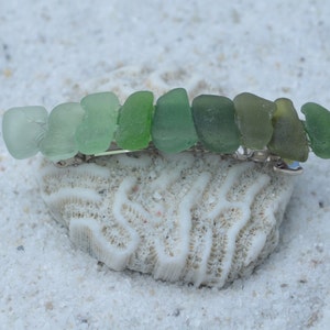 Gorgeous Genuine Shades of Green Sea Glass French Barrette Hair Clip