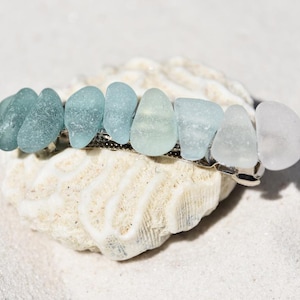 Gorgeous Genuine Shades of Teal Sea Glass French Barrette Hair Clip - 60 mm