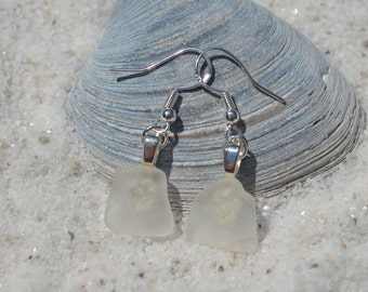 Frosted Beach Glass French Hook Earrings