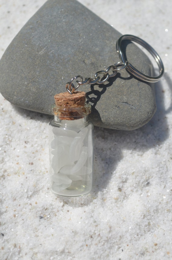 Genuine Frosted Sea Glass in a Glass Vial Key Chain Etsy