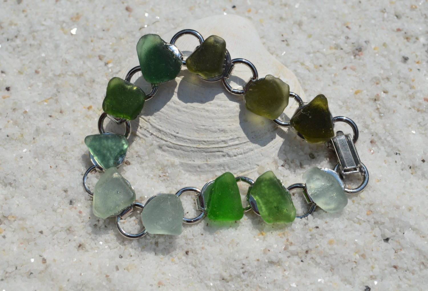Colorful Genuine Sea Glass Bracelet - Etsy