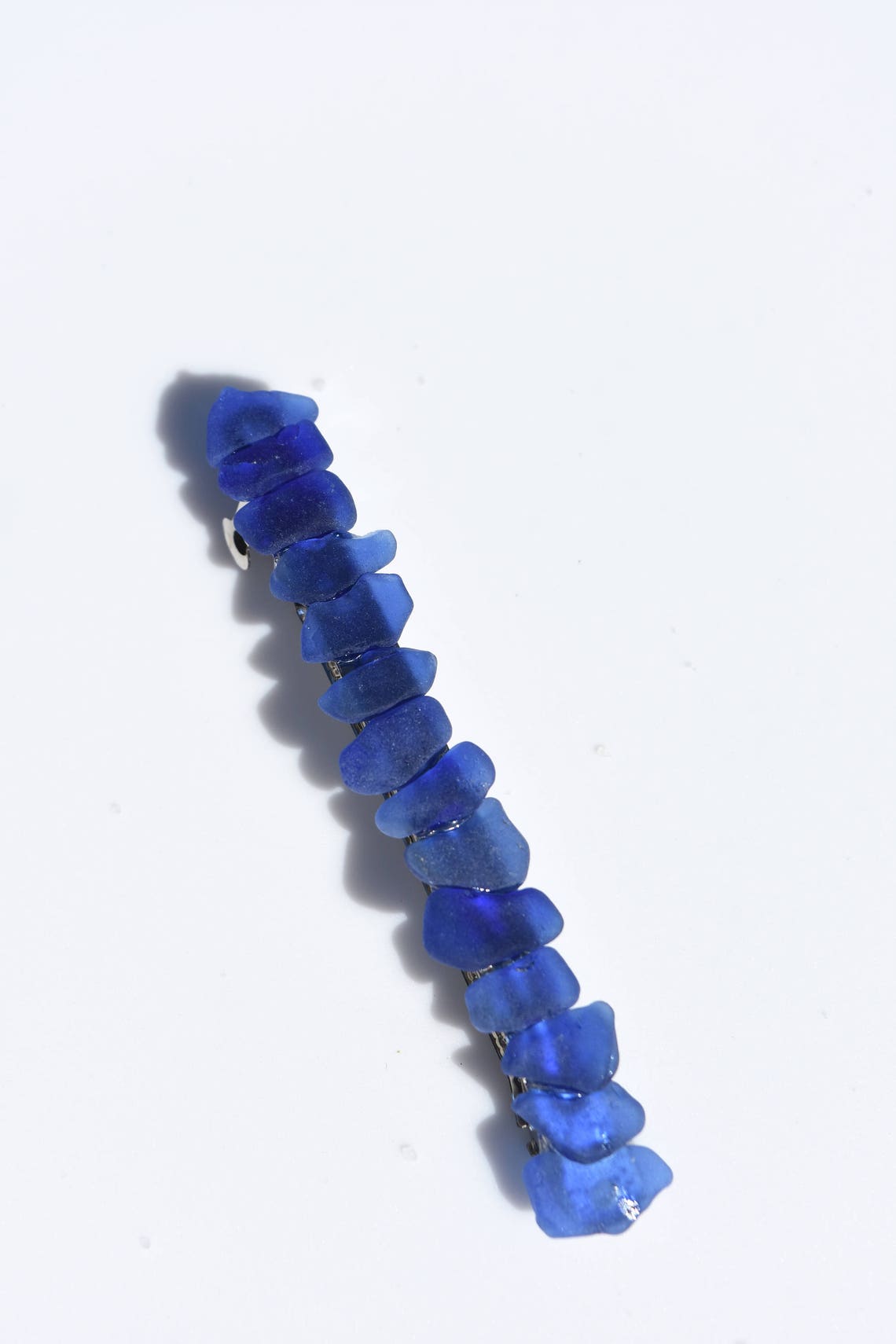 Genuine Surf Tumbled Blue Sea Glass French Barrette Hair Clip Etsy