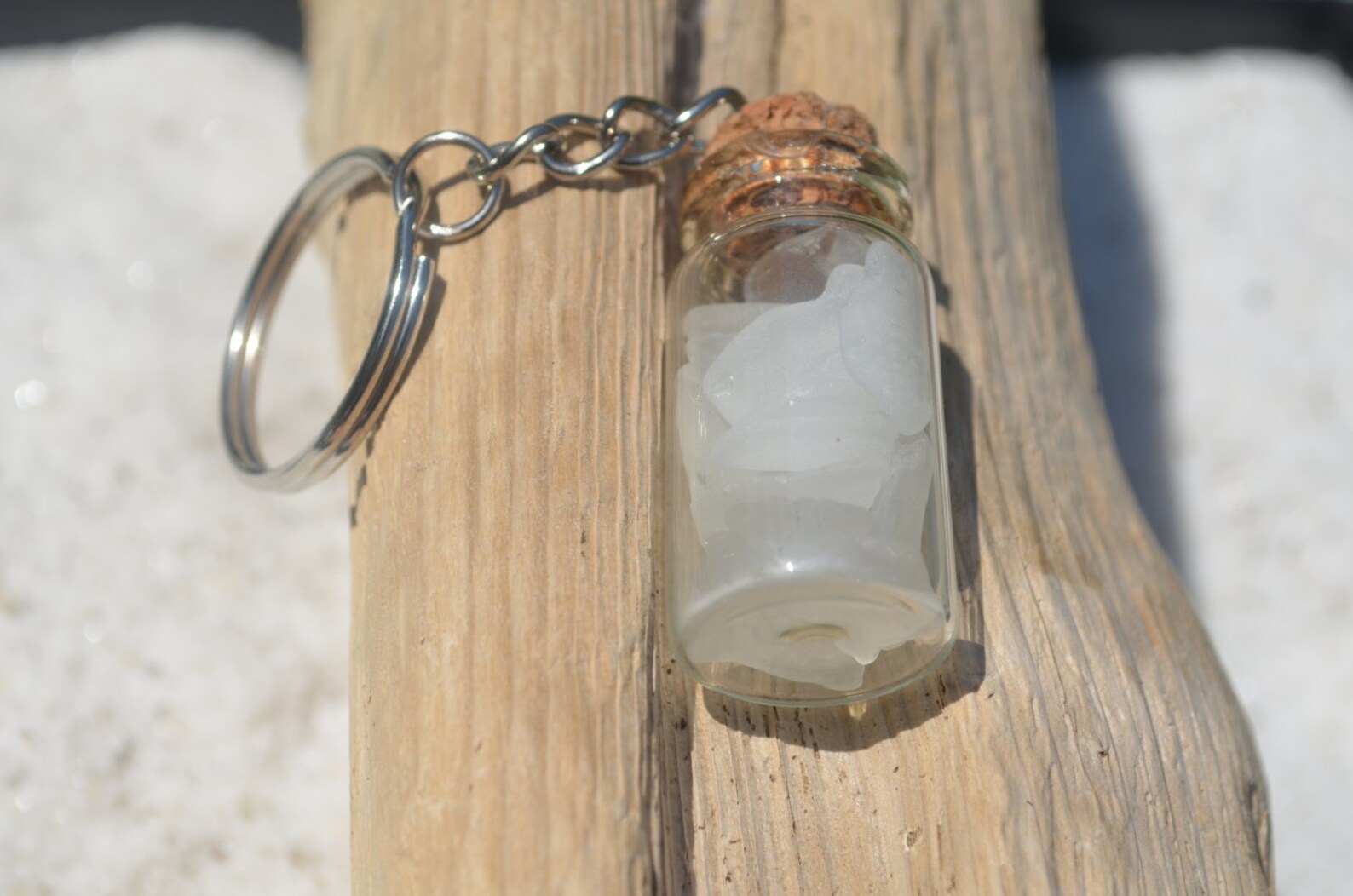 Genuine Frosted Sea Glass in a Glass Vial Key Chain Etsy
