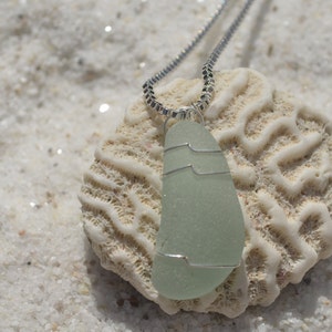 Genuine Aqua Sea Glass Wire Wrapped Necklace