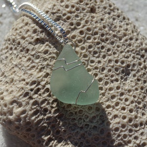 Thick Aqua Sea Glass Necklace