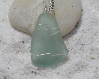 Blue-Green Aqua Sea Glass Necklace