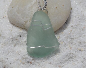 Blauwgroene ketting van aqua zeeglas