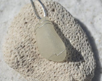 Genuine Surf Tumbled Frosted Sea Glass Necklace