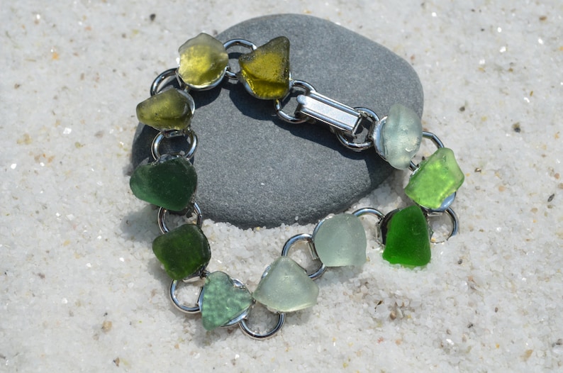 Colorful Genuine Sea Glass Bracelet - Etsy