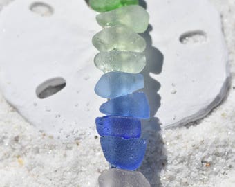 Rainbow Sea Glass French Barrette - Surf Tumbled, Handmade Hair Clip