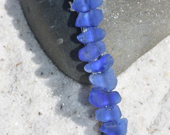 Genuine Surf Tumbled Blue Sea Glass French Barrette Hair Clip 4" or 100 mm Length - Quantity of 1