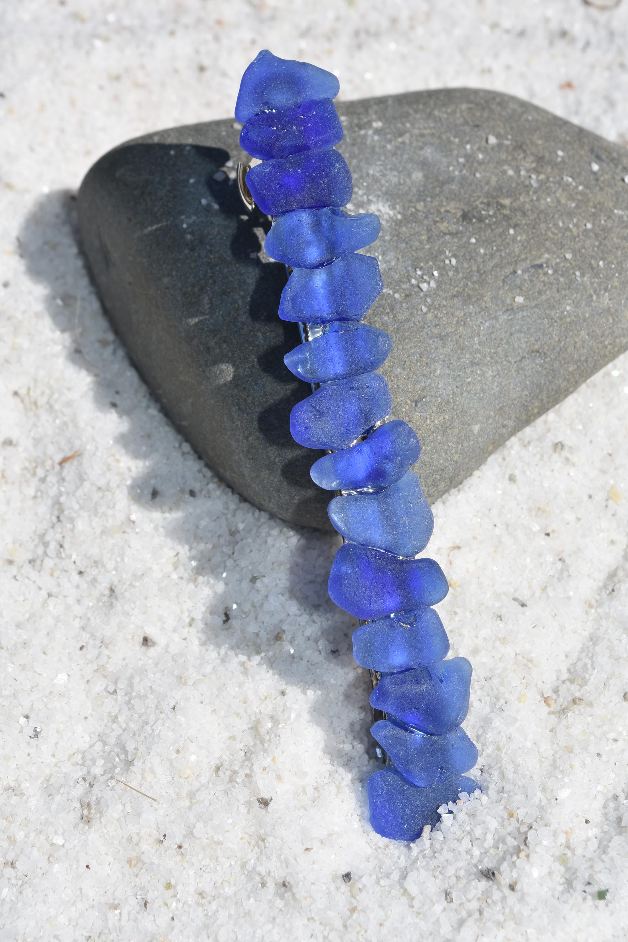 Genuine Surf Tumbled Blue Sea Glass French Barrette Hair Clip Etsy