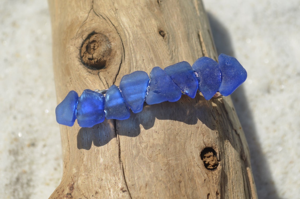 Genuine Cobalt Blue Sea Glass French Barrette Hair Clip Etsy