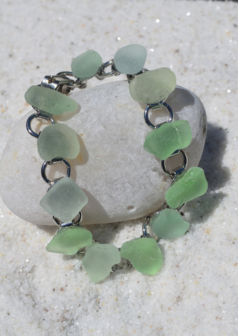 Gorgeous Aqua and Sea Foam Sea Glass Bracelet | Etsy