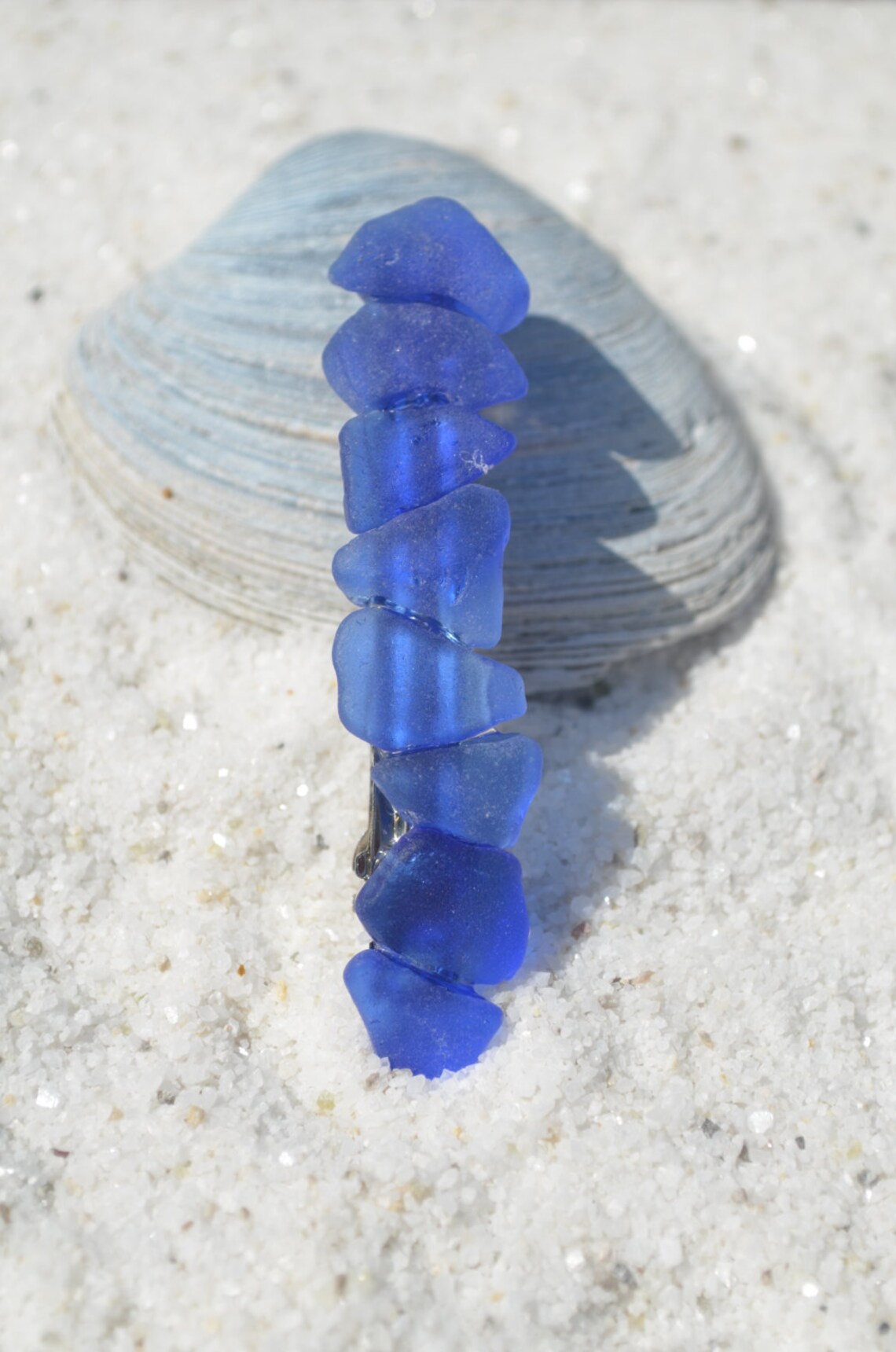Genuine Cobalt Blue Sea Glass French Barrette Hair Clip Etsy