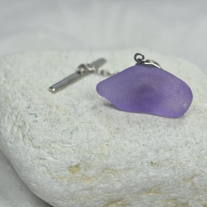 Custom Genuine Surf Tumbled Purple Sea Glass Tie Tack - Quantity of 1