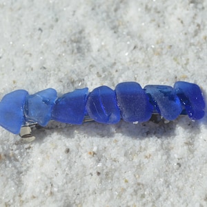 Genuine Cobalt Blue Sea Glass French Barrette