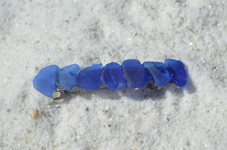 Genuine Cobalt Blue Sea Glass French Barrette Etsy