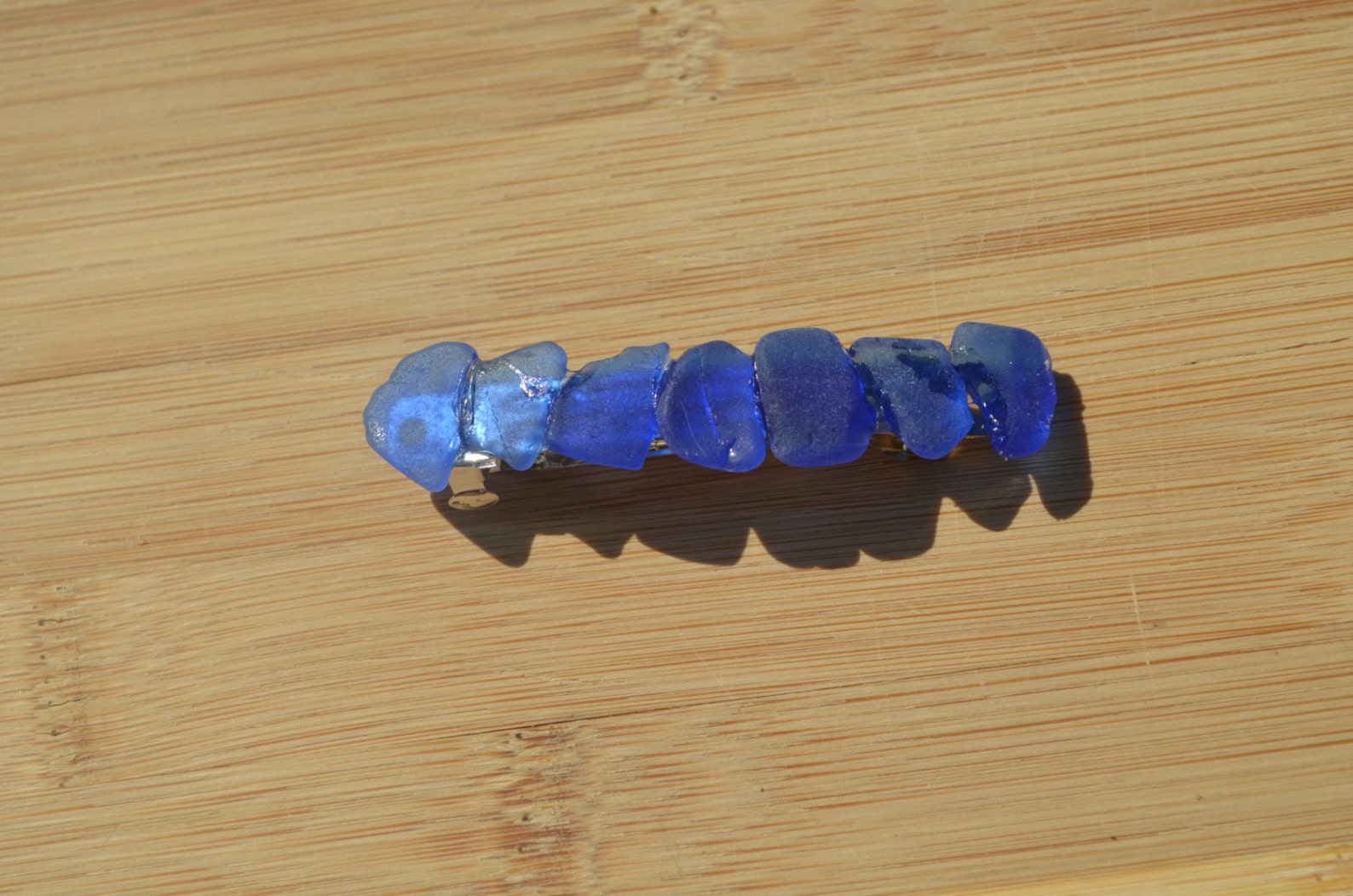 Genuine Cobalt Blue Sea Glass French Barrette Etsy