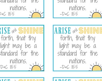 Printable Download- "Arise and Shine Forth" YW Handout, glowstick handout, Girlscamp