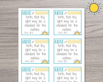 Printable "Arise and Shine Forth" YW Handout, glow stick handout, Girls camp, LDS, Latter-day Saint, Mormon
