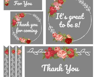 Baptism Party Labels / Gift Tags - Great to be 8, LDS, Party Decor, Digital Printable