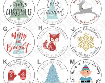 Christmas Gift Tags, Customized Digital Download