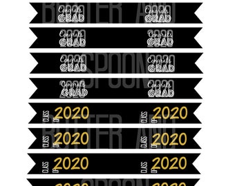 Graduation Party Paper Straw Flags - 2020, Grad, Graduate, Digital Download, High Res, Party, Party Favors