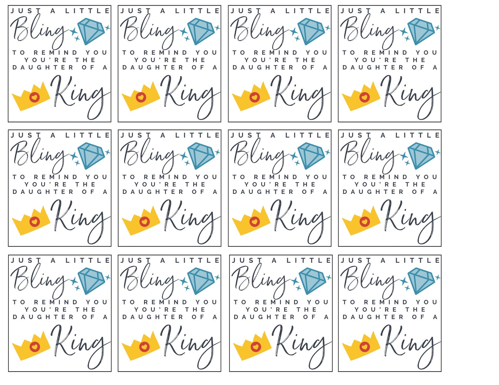 PDF Download Daughter of a King Handout Ring Pop Handout - Etsy