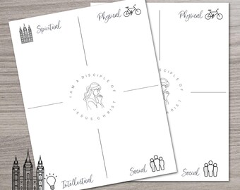 Printable LDS Youth Goals Sheet, Digital Download, YM, YW, Latter-day Saints