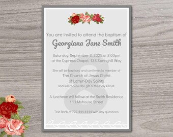 Personalized Baptism Invitation - Great to be 8, LDS, Latter-Day Saint, Mormon, digital DOWNLOAD, Girl, Feminine, Printable