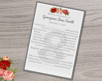 Personalized Baptism Program - Great to be 8, LDS, Latter-Day Saint, Mormon, digital DOWNLOAD, Girl, Feminine