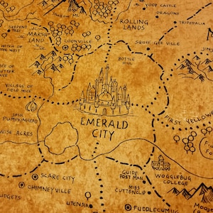 Mapa feito à mão da Terra de OZ - apenas em tinta preta