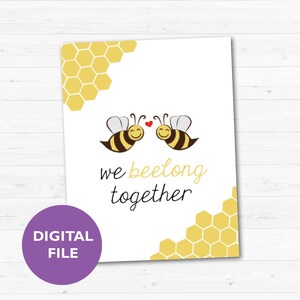 PRINTABLE Bee Valentine&#39;s Day Card - We Beelong Together
