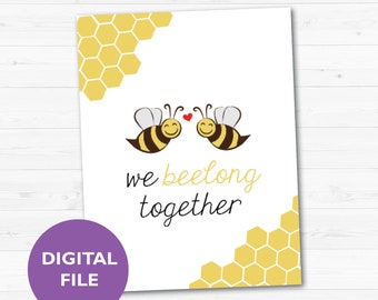 PRINTABLE Bee Valentine's Day Card - We Beelong Together