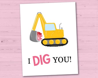 Carte de Saint-Valentin excavatrice imprimable, je vous aime