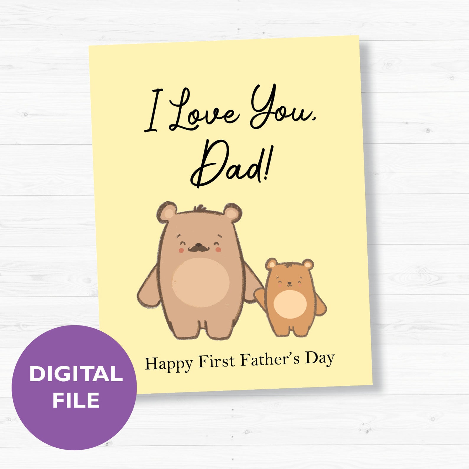 PRINTABLE First Father's Day Card From Child, Blank Inside - Etsy
