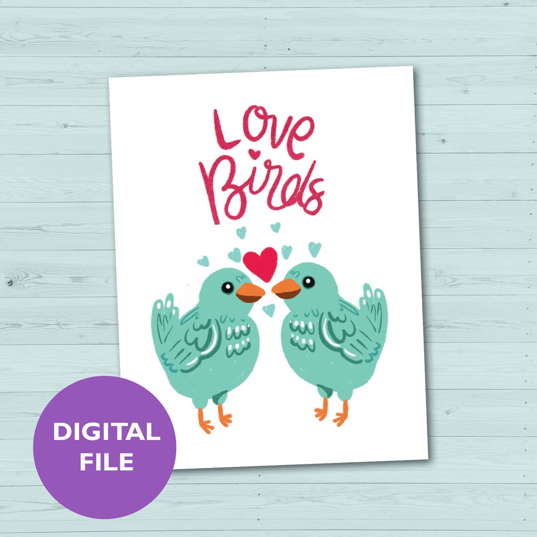 PRINTABLE Love Birds Valentines Day Card - Etsy