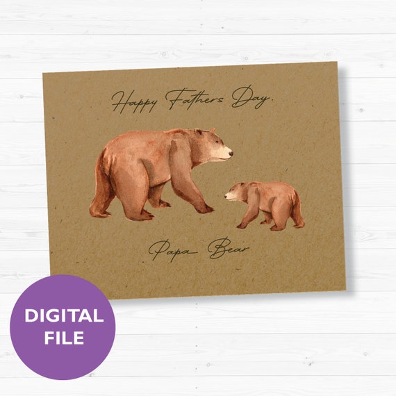 PRINTABLE Father's Day Card Papa Bear Blank Inside - Etsy