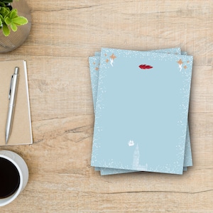 Peter Pan Light Blue Stationery Printable for Letters, Fairytale Writing Supplies for Home Office, Neverland Inspired Paper