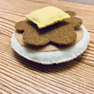 Felt Food Toy Pancakes, Pretend Play Kitchen, Fake Breakfast Set of 3, Play Restaurant, Cooking Toy