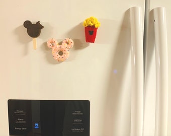 Food Magnets Set, Felt Food Magnet, Felt Magnet, Donut Magnet, Ice Cream Magnet, Popcorn Magnet, Fridge Magnets, Mini Food Magnets