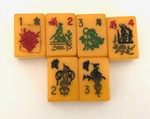 Bakelite Mahjong Tiles Lot of 6 - Vintage Mahjong Tiles - Craft Supply - Jewelry Supplies - Mah Jong Tiles - Jewelry Supplies - Mah Jung